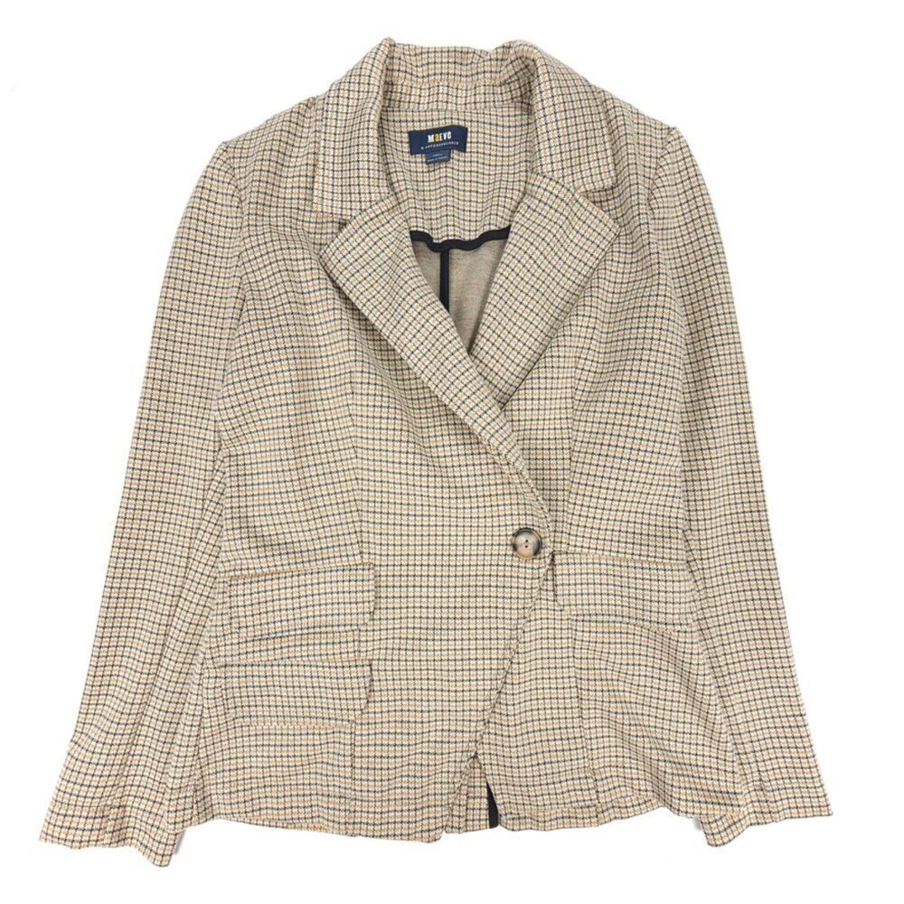 NEW Anthropologie Maeve Collegiate Knit Blazer One Button Jacket Preppy XS Plaid